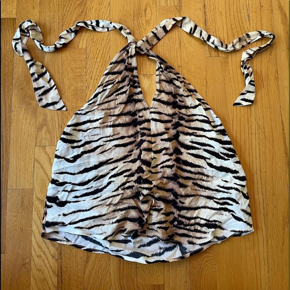 Animal print halter low back top